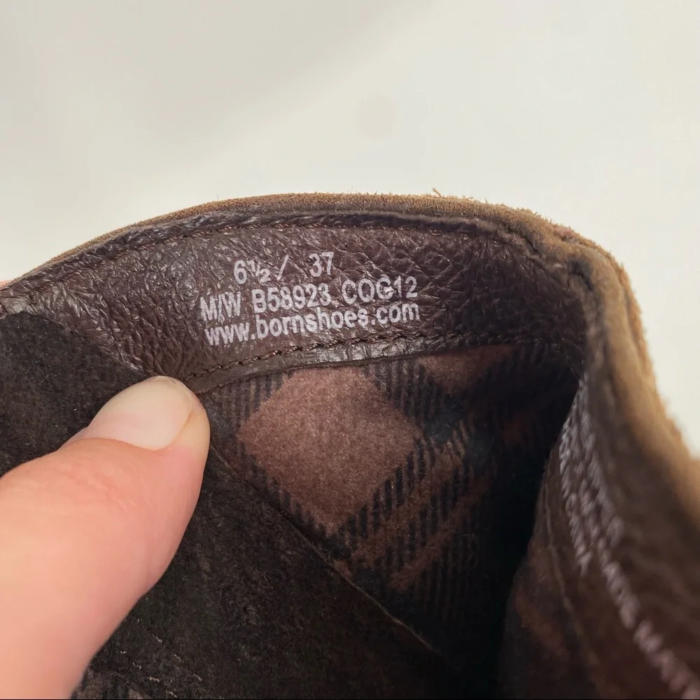 Born Brown Leather Suede Karin Lace Detail Ankle Boots - Picture 8 of 8